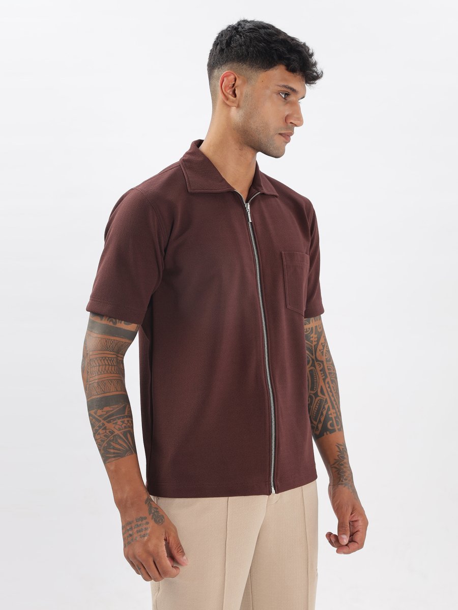 Flex Work Shirt - Brown - Shirts & Tops