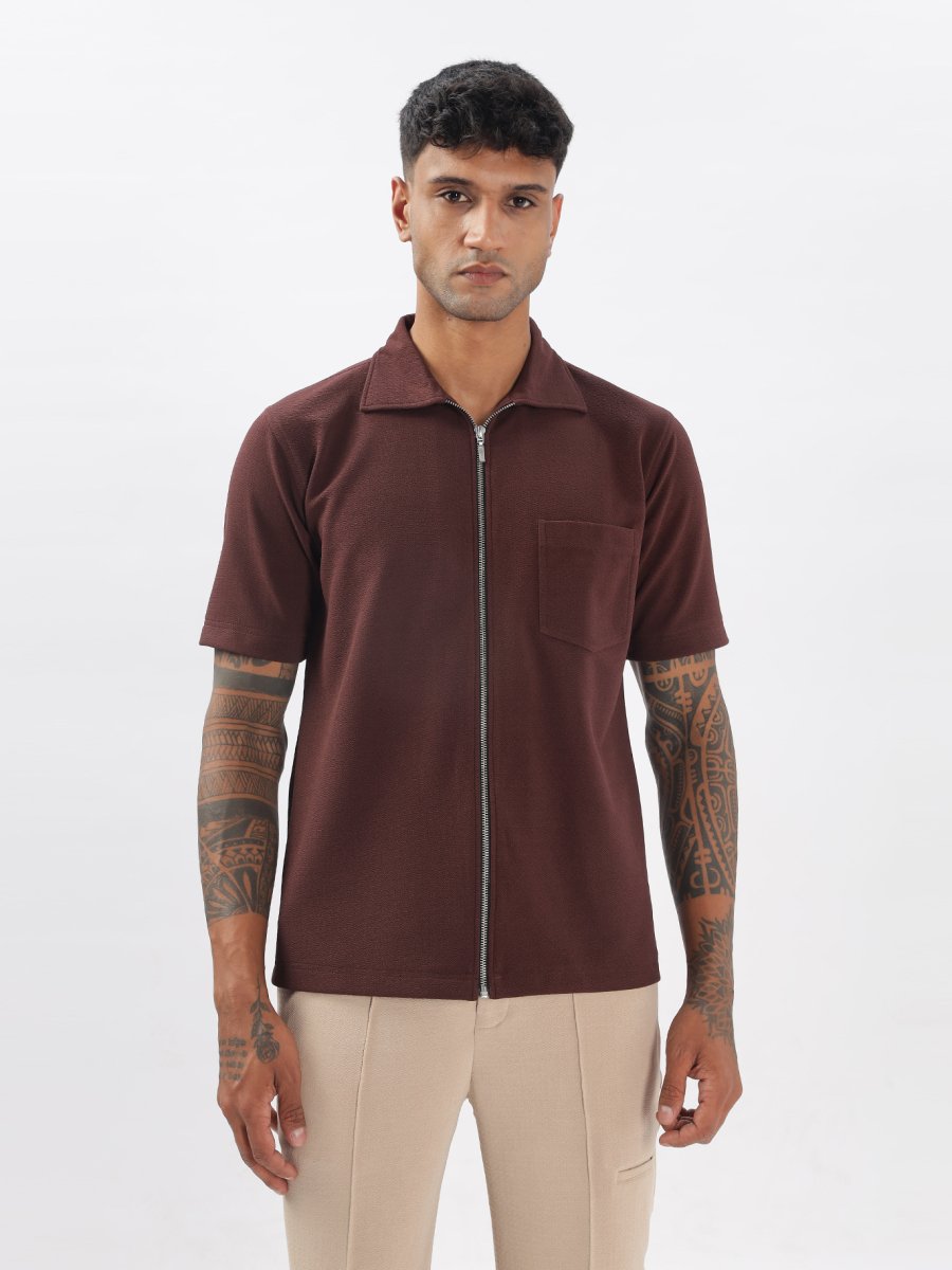 Flex Work Shirt - Brown - Shirts & Tops