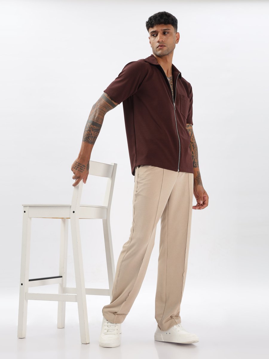 Flex Work Shirt - Brown - Shirts & Tops