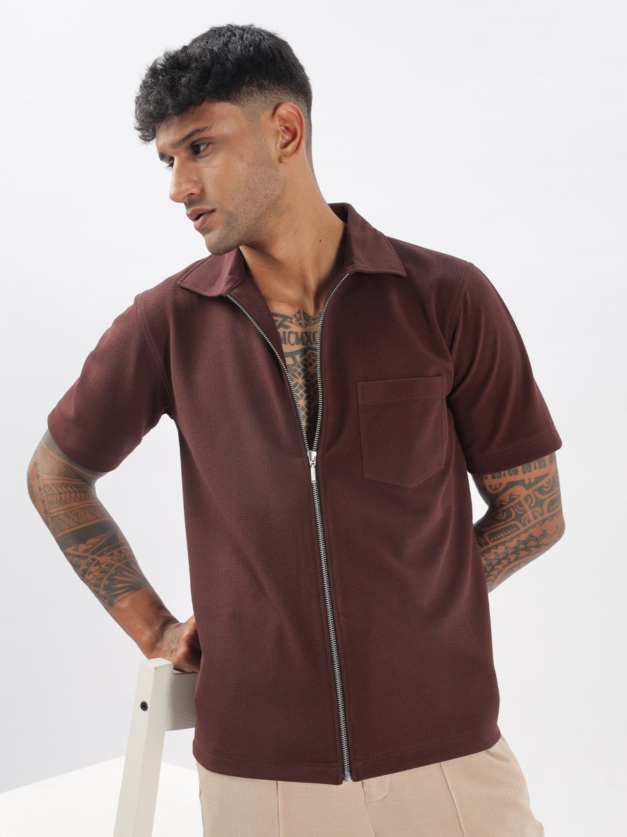 Flex Work Shirt - Brown - Shirts & Tops