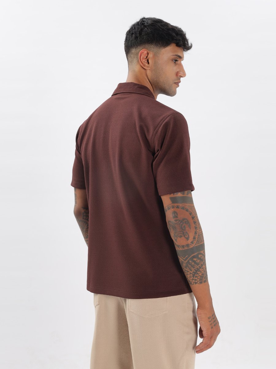 Flex Work Shirt - Brown - Shirts & Tops