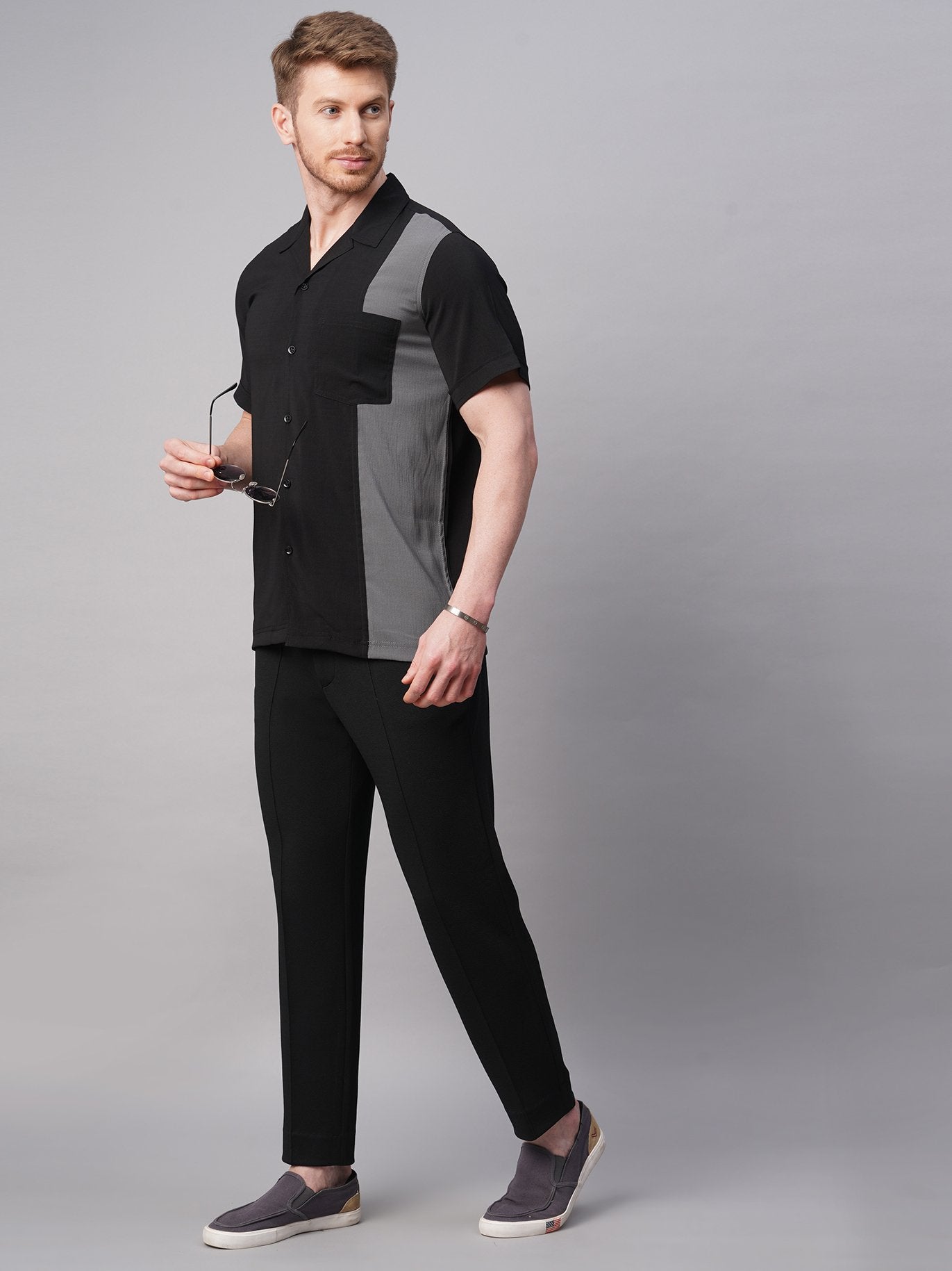 Color Block Shirt & Relaxed Meta Pants Combo - Shirt & Pant