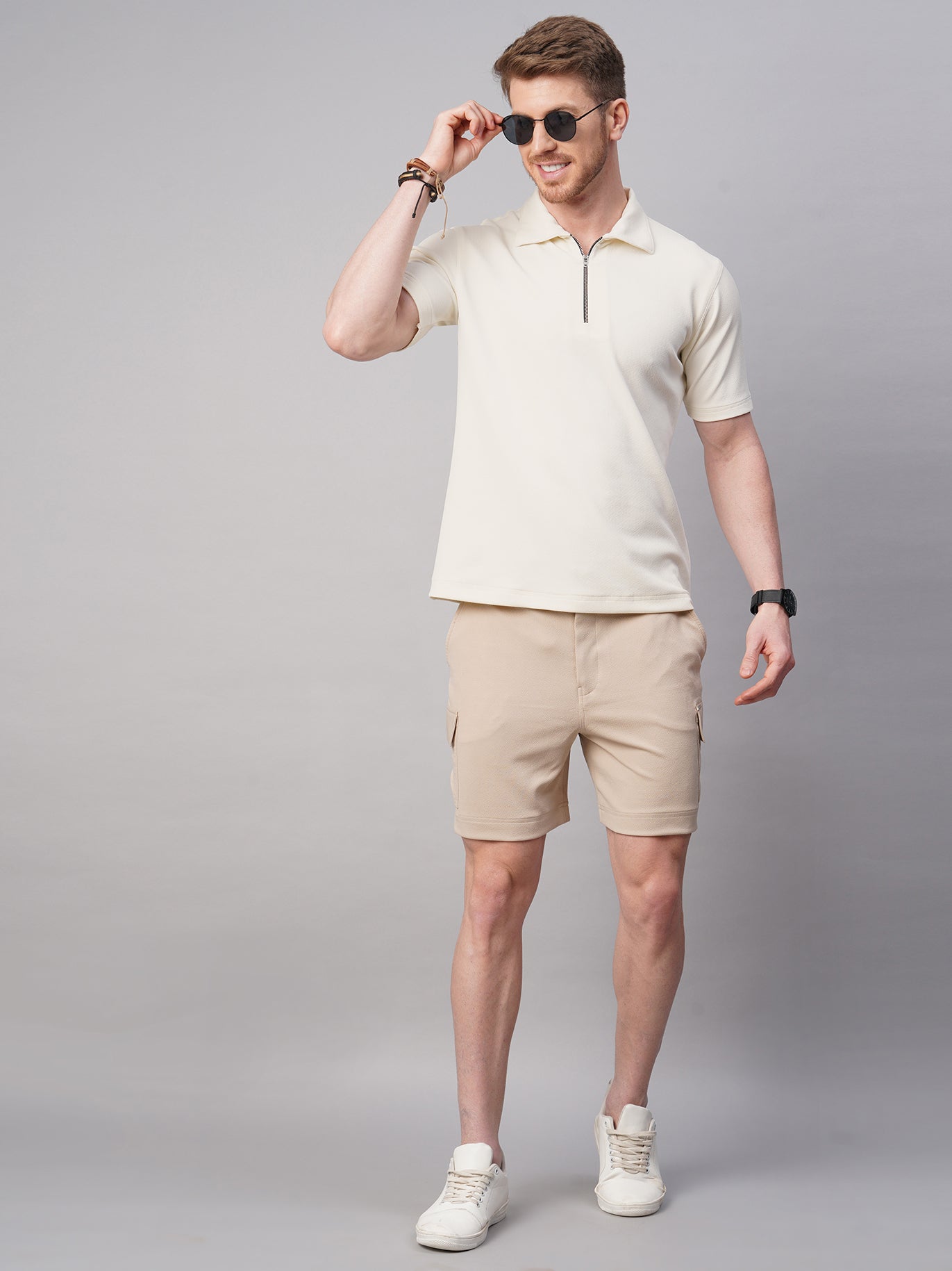 Wave Polo & Solid Cargo Shorts Combo - Shirt & Pant