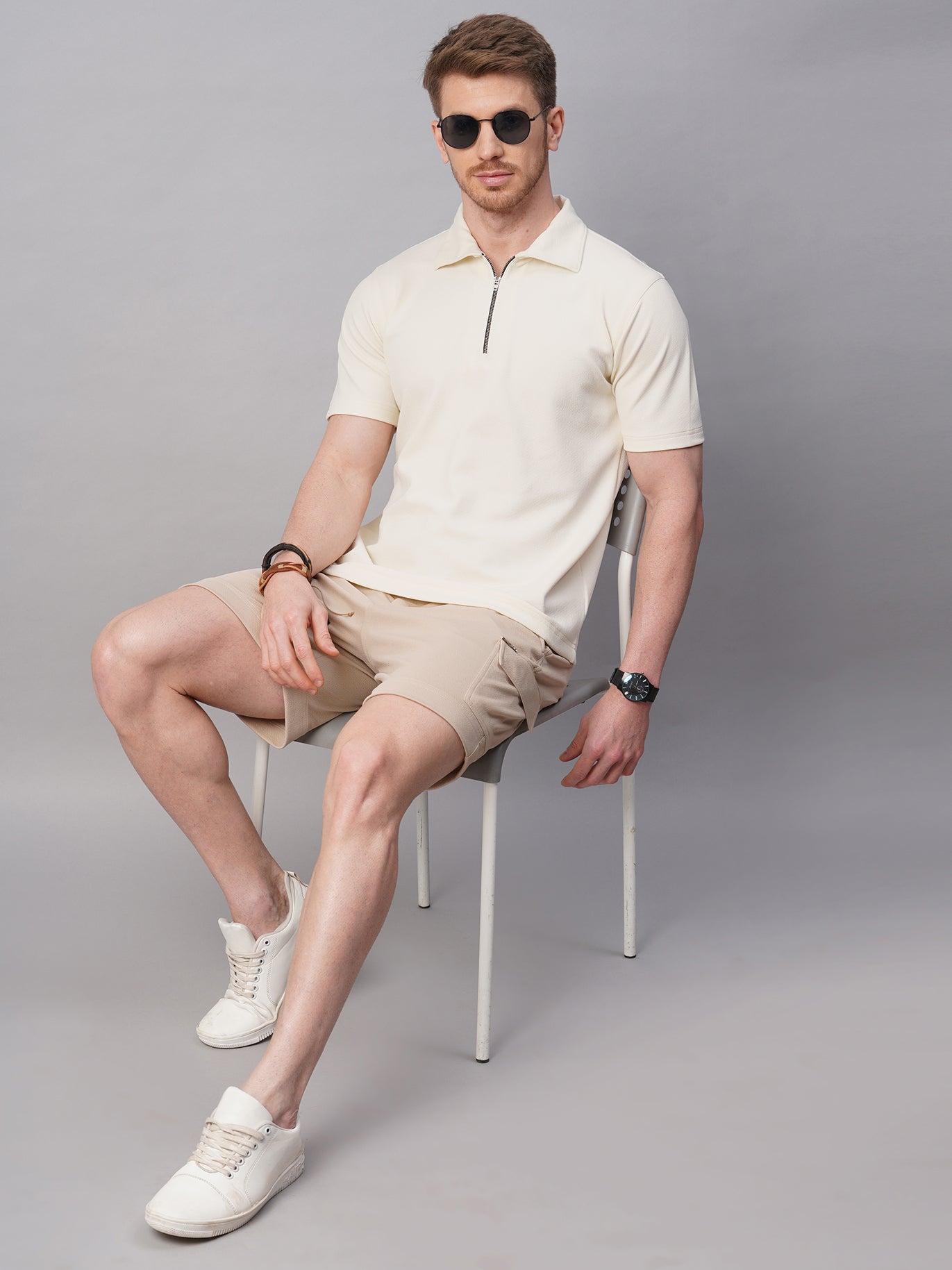 Wave Polo & Solid Cargo Shorts Combo - Shirt & Pant